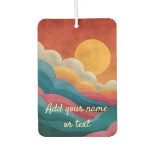 Retro Vintage Sunset Clouds Personalised Car Air Freshener
