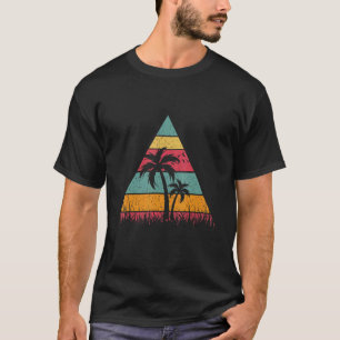 Retro Vintage Sunset Coco Palm Tree Tropical Pres T-Shirt