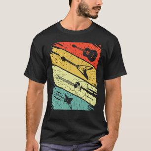Retro Vintage Sunset Electric Guitar Classic Music T-Shirt