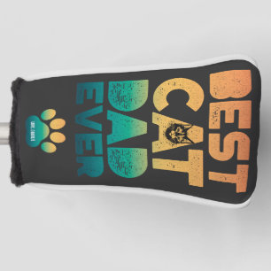 Retro Vintage Sunset Fathers Day Best Cat Dad Ever Golf Head Cover