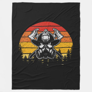 Retro Vintage Sunset Firefighter Gifts Firefight Fleece Blanket