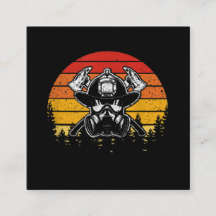 Retro Vintage Sunset Firefighter Gifts   Firefight Square Business Card