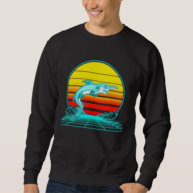 Retro Vintage Sunset Goblin Shark Sweatshirt (Front)