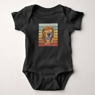 Retro Vintage Sunset Golden Retriever Face Mum Dad Baby Bodysuit