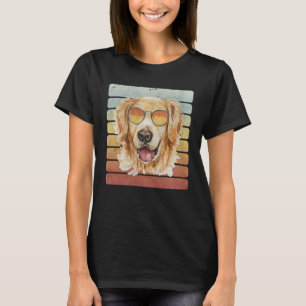 Retro Vintage Sunset Golden Retriever Mum Dad T-Shirt