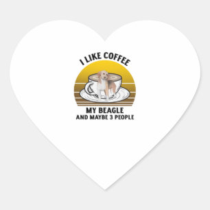 Retro vintage sunset I like coffee and my beagle.p Heart Sticker