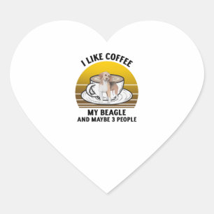 Retro vintage sunset I like coffee and my beagle.p Heart Sticker
