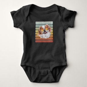 Retro Vintage Sunset Japanese Chin Mum Dad Baby Bodysuit