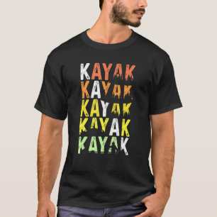 Retro Vintage Sunset Kayak Stacked Graphic Kayakin T-Shirt