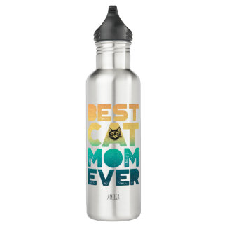 Retro Vintage Sunset Mothers Day Best Cat Mum Ever 710 Ml Water Bottle