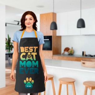 Retro Vintage Sunset Mothers Day Best Cat Mum Ever Apron