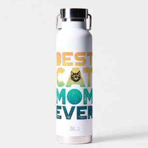 Retro Vintage Sunset Mothers Day Best Cat Mum Ever Water Bottle