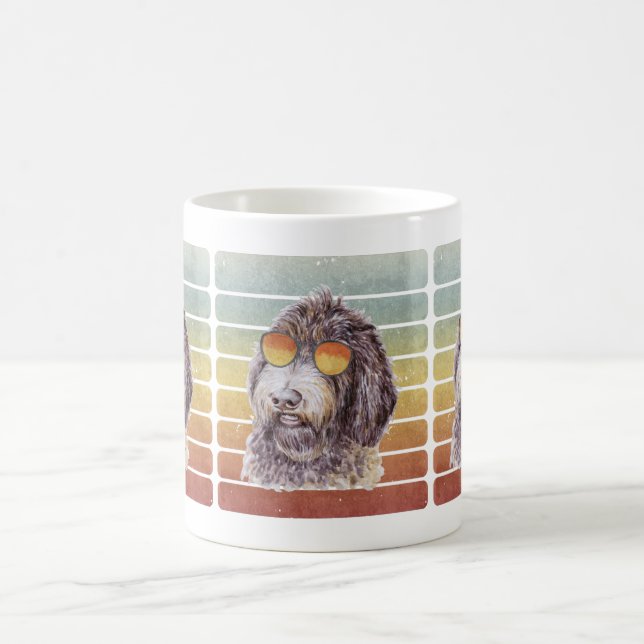 Retro Vintage Sunset Newfypoo Mum Dad Coffee Mug (Center)