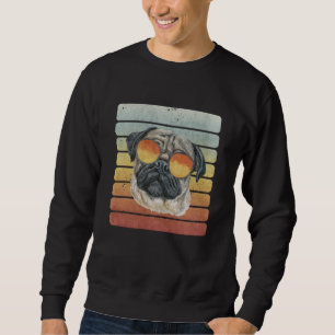 Retro Vintage Sunset Pug Mum Dad Sweatshirt
