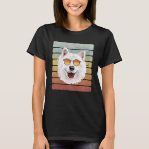 Retro Vintage Sunset Samoyed Mum Dad T-Shirt