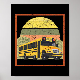 Retro Vintage Sunset School Bus Driver Poster