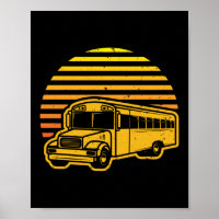 Retro Vintage Sunset School Bus Driver