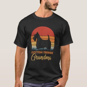 Retro Vintage Sunset Scottish Terrier Grandma T-Shirt