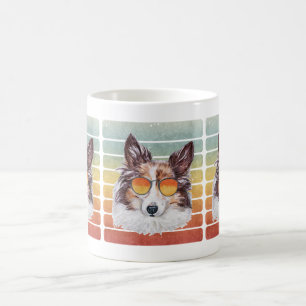 Retro Vintage Sunset Sheltie Mum Dad Coffee Mug