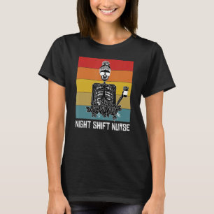 Retro Vintage Sunset Skeleton Gag Funny Night Shif T-Shirt