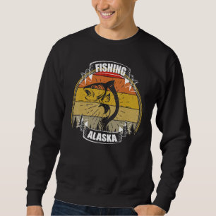 Retro Vintage Sunset Trees Fishing Alaska Salmon F Sweatshirt
