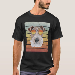 Retro Vintage Sunset Wire Fox Terrier Mum Dad T-Shirt