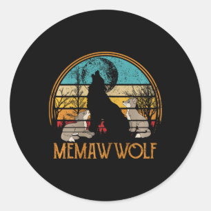 Retro Vintage Sunset Wolf Grandma Mothers Day Mema Classic Round Sticker