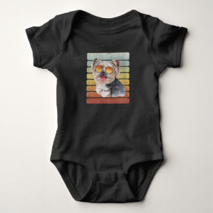 Retro Vintage Sunset Yorkshire Terrier Mum Dad Baby Bodysuit