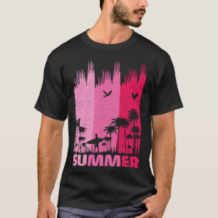 Retro Vintage Surfing Summer Palm Tree Family Trip T-Shirt