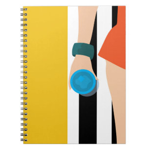 Retro Vintage Swimsuit on Black and White Towel Notebook