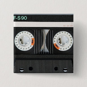 Retro Vintage Tape Cassette Recorder 70s 80s 15 Cm Square Badge