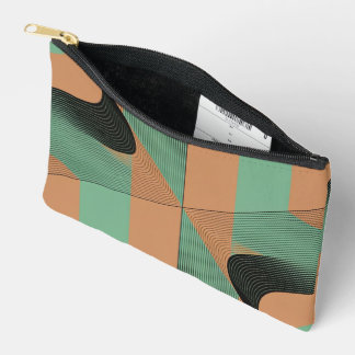 retro vintage terracotta green geometric shapes accessory pouch