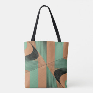 retro vintage terracotta green geometric shapes tote bag