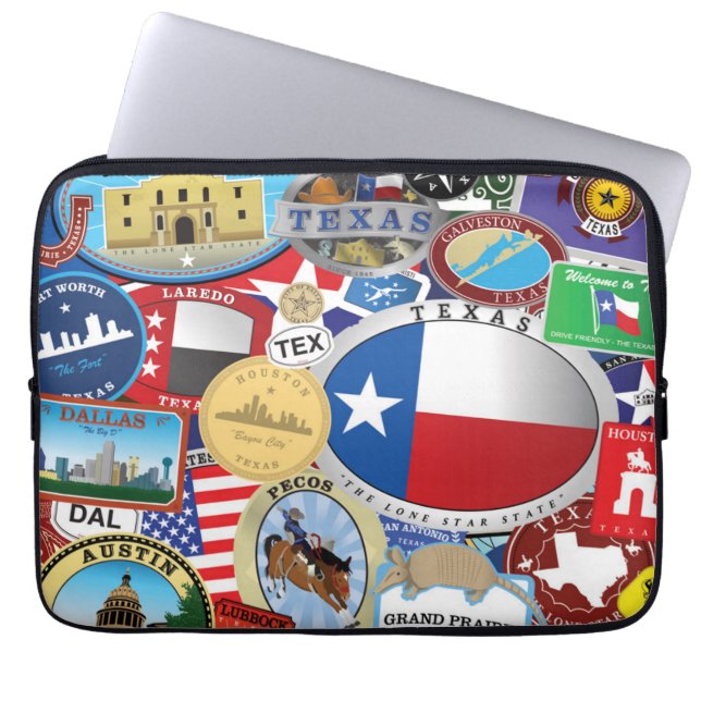 Retro Vintage Texas Sticker Pattern Laptop Sleeve (Front)