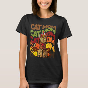 Retro Vintage Thanksgiving Bengal Cat Mum Cat Lady T-Shirt