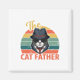 Retro Vintage The Cat Father - Cat Daddy Fathers D Magnet