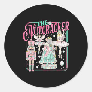 Retro Vintage The Nutcracker Sugar Fairy Plum Chri Classic Round Sticker