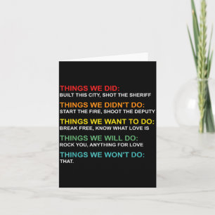 Retro Vintage Things We Did Didn't Want Will Won't Card