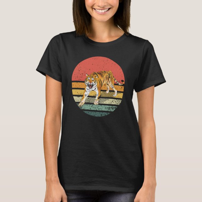 Retro Vintage Tiger Sunset Tiger Animal T-Shirt (Front)