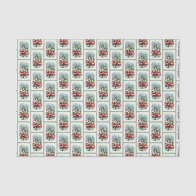 retro vintage tiled Christmas Santa Tissue Paper (Front)