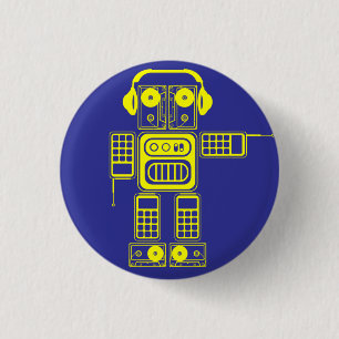 Retro Vintage Toy Robot (Yellow / Blue) Flair 3 Cm Round Badge