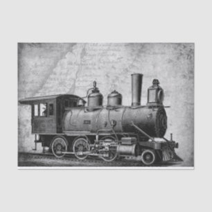 Retro, vintage train, steampunk style, scifi theme tissue paper