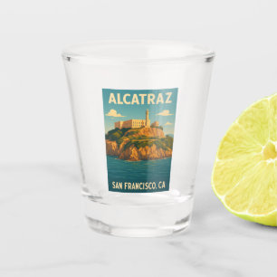 Retro Vintage Travel Alcatraz Island San Francisco Shot Glass