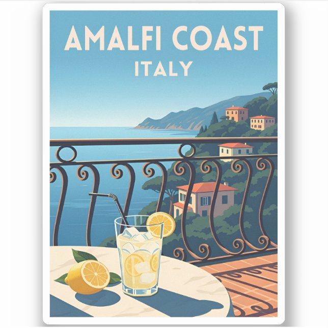Retro Vintage Travel Amalfi Coast Italy Landscape (Front)