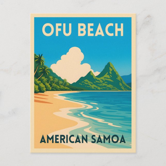 Retro Vintage Travel American Samoa Ofu Beach Postcard (Front)