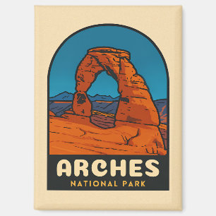 Retro Vintage Travel Arches National Park Utah Magnet