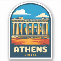 Retro Vintage Travel Athens Greece Parthenon