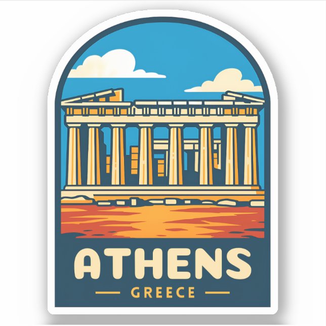 Retro Vintage Travel Athens Greece Parthenon (Front)