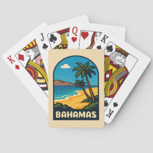 Retro Vintage Travel Bahamas Beach Landscape Playing Cards