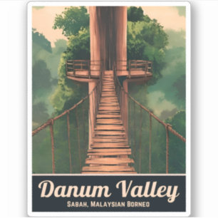 Retro Vintage Travel Borneo Rainforest Malaysia